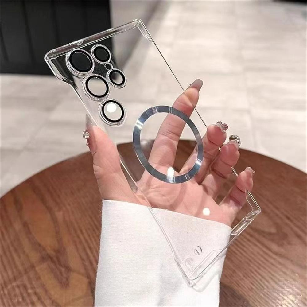

For Samsung Galaxy S23 Ultra Case Transparent PC Frameless Magnetic Phone Cover Transparent