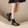 College small leather shoes women's retro one-pedal platform shoes thick heel soft sole single shoes