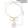 Punk Bowknot Metal Torque Simulated Pearl Choker Necklace For Women Statement Necklace Korean Fashion Accessories Jewelry