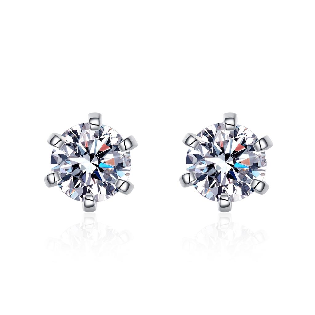 925 sterling silver six-claw earrings for women moissanite screw earrings plated pt950 gold ear jewelry