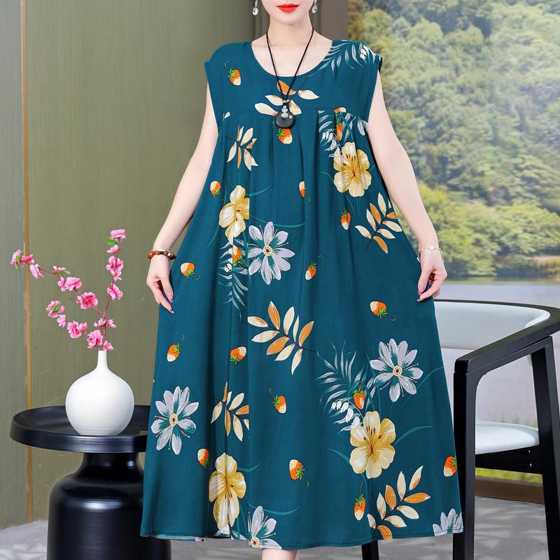 Rochie Vintage Vara Marime Plus Femeie Oversize Largi Fara Maneci Casual Elegant Rochii Lungi