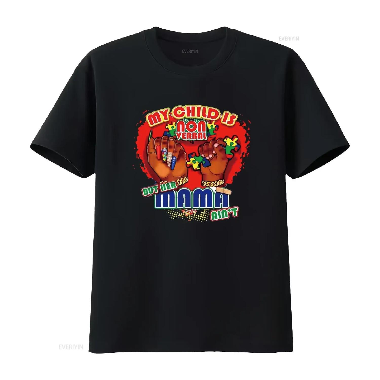 

Mens My Child Is Non Verbal But Her Mama Ain t Autism Mom Girl Shirt Black X Large vintage Washed Versatile Comfortable homme S чёрный
