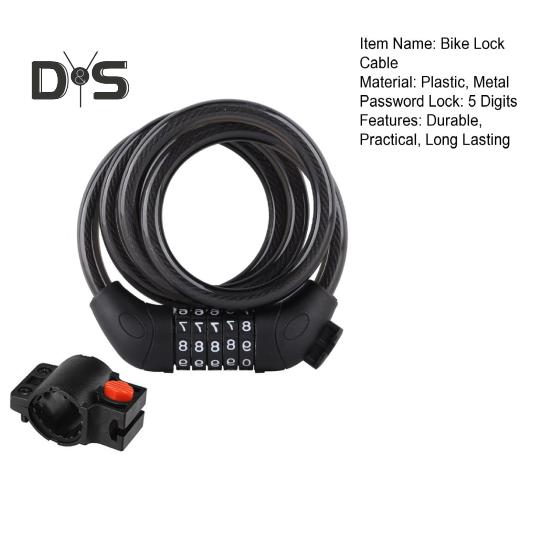 Bike Cable Lock with 5 Digits Shear-Resistant PVC Coating Universal Anti-Theft Security Protection Bicycle Scooter Safety Lock