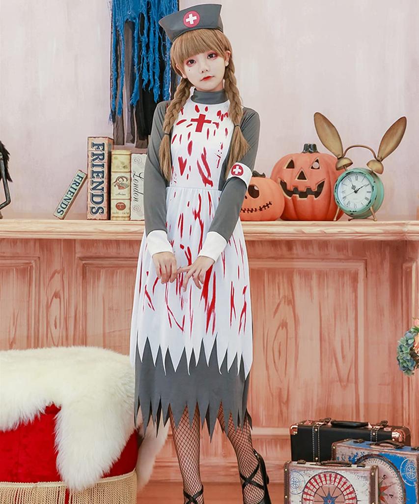 [Milky Time] Halloween Cosplay Dress, Gothic, Church, Nun, Zombie, Sister, Nurse (Nurse)
