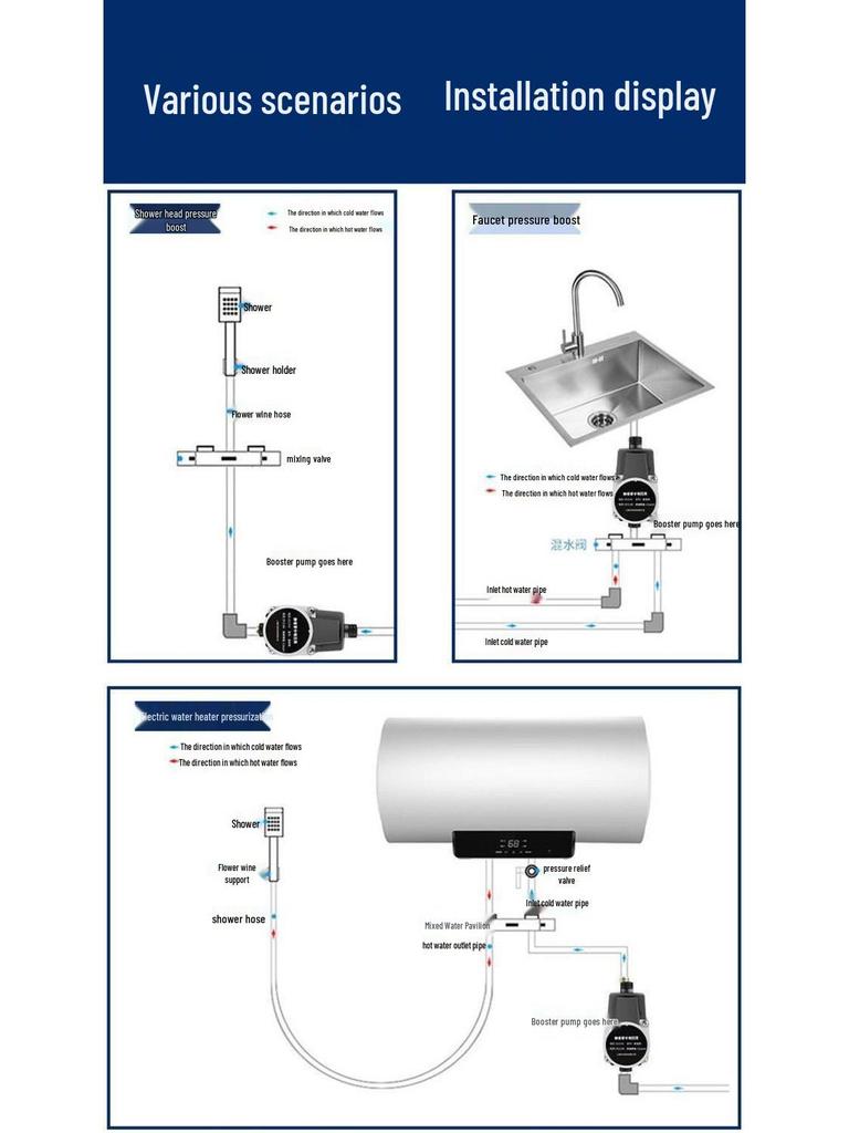 24V Automatic Household Water Pressure Booster Pump for Tap and Pipeline