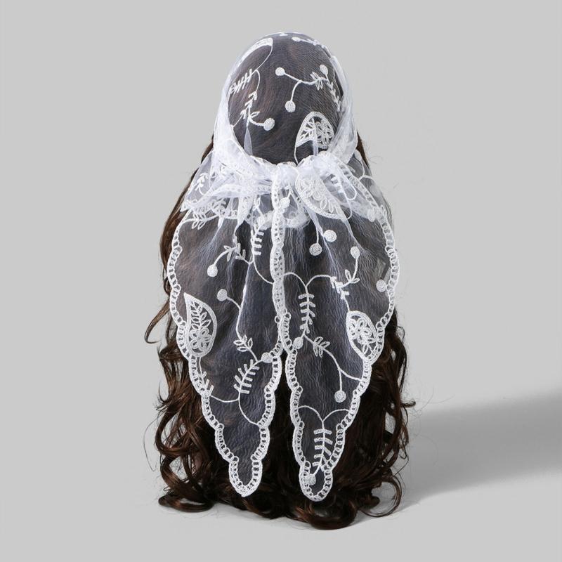 Multifunctional Lace Scarf Headwear Or Wrist Decors For Ladies Soft Polyester Headscarf Elegant Hair Accessory
