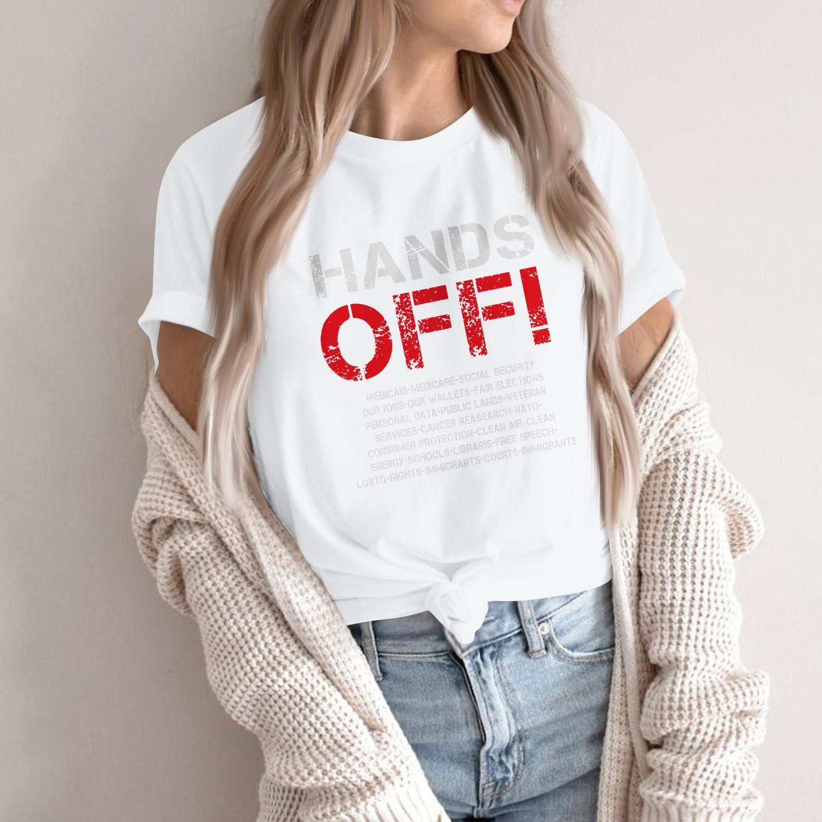 

HANDS OFF - Men And Women With The Same Casual Fashion Street Slim Short-sleeved T-shirt T-shirts Around Current Events And Politics XL білий