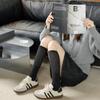 Autumn And Winter Women's Knitted Socks Solid Color Vertical Bar Warm Knee Length Socks Harajuku Fashion Lolita Socks