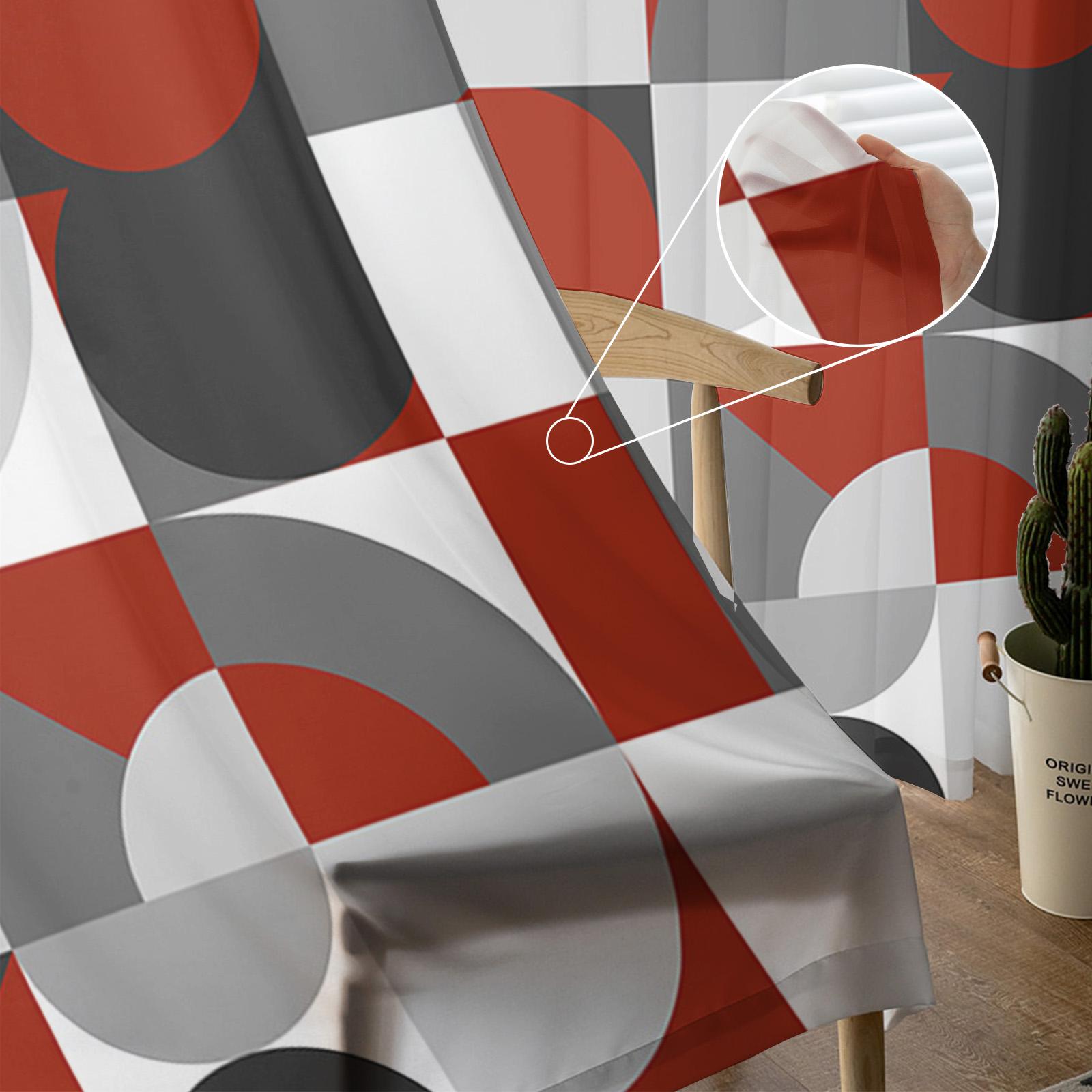 Скандинавские средневековые геометрические цветные вуалевые прозрачные шторы для гостиной — фото 5