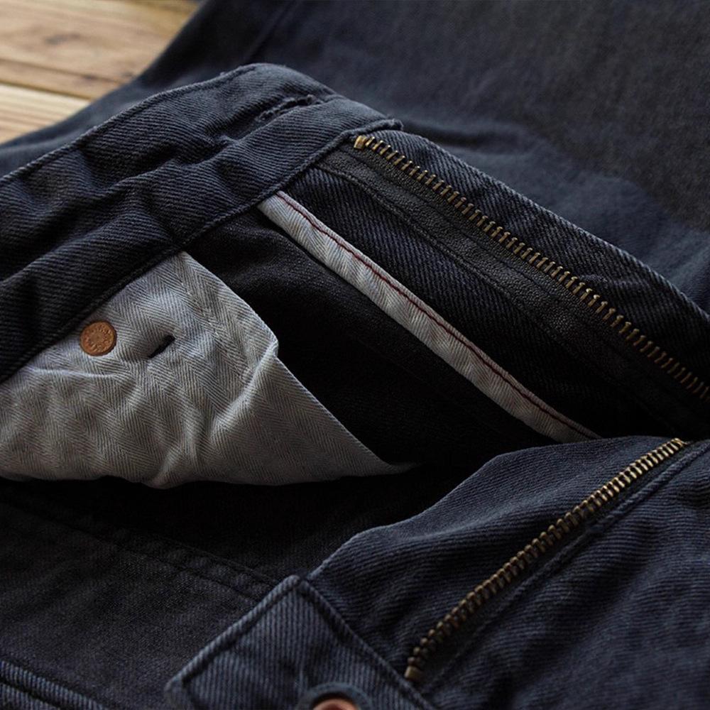 Męskie spodnie dżinsowe z prostą nogawką, ocieplane polarem w stylu retro na jesień/zimę