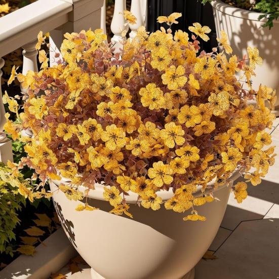 Fall Artificial Violet Flower UV Resistant Fake Silk Flower Home Halloween Harvest Festival Table Centerpiece Indoor Outdoor Faux Bloom Decoration