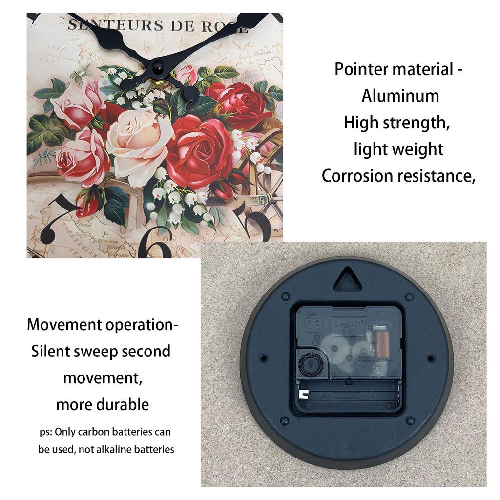 European-Style High-Standard Rose First-Class Pattern High-Standard Wooden Wall Superior-Grade Clock Premium-Quality For Premium-Quality Living