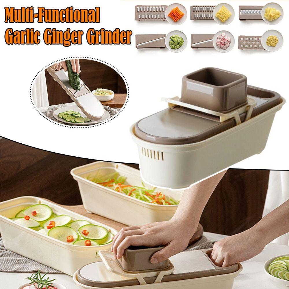 Multi-Functional Vegetable Slicer Manual Garlic Grinder for Crushing Spices Herbs Garlic