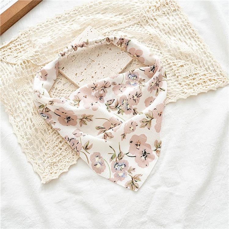 Baghutni Dreieckiges Kopftuch mit Blumenmuster und rundem Stirnband, elastisches Band in Form eines Dickdarms, Haarseil-Stirnband und Haargummi