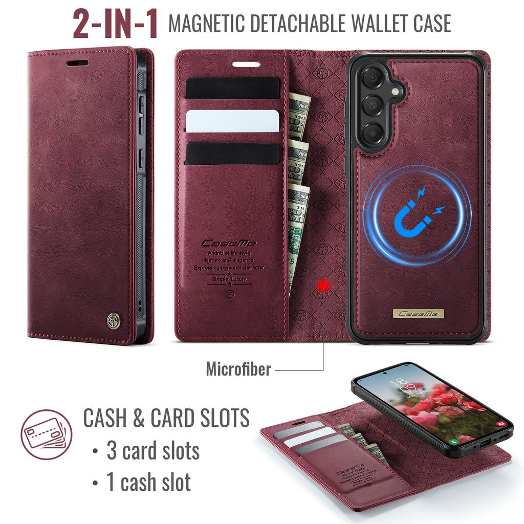 For Samsung Galaxy A35 5G/Galaxy A55 5G Magnetic Case RFID Blocking Detachable Wallet Leather Phone Cover