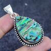 Natural Abalone Shell Gemstone 925 Sterling Silver Jewelry Pendant 2.09" f0D33
