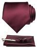 [JEMYGINS] Men's Tie, Wine Red, with Pin, Cufflinks, Pocket Square. Perfect for Business, Job Hunting, Weddings, Entrance Ceremonies, Graduation