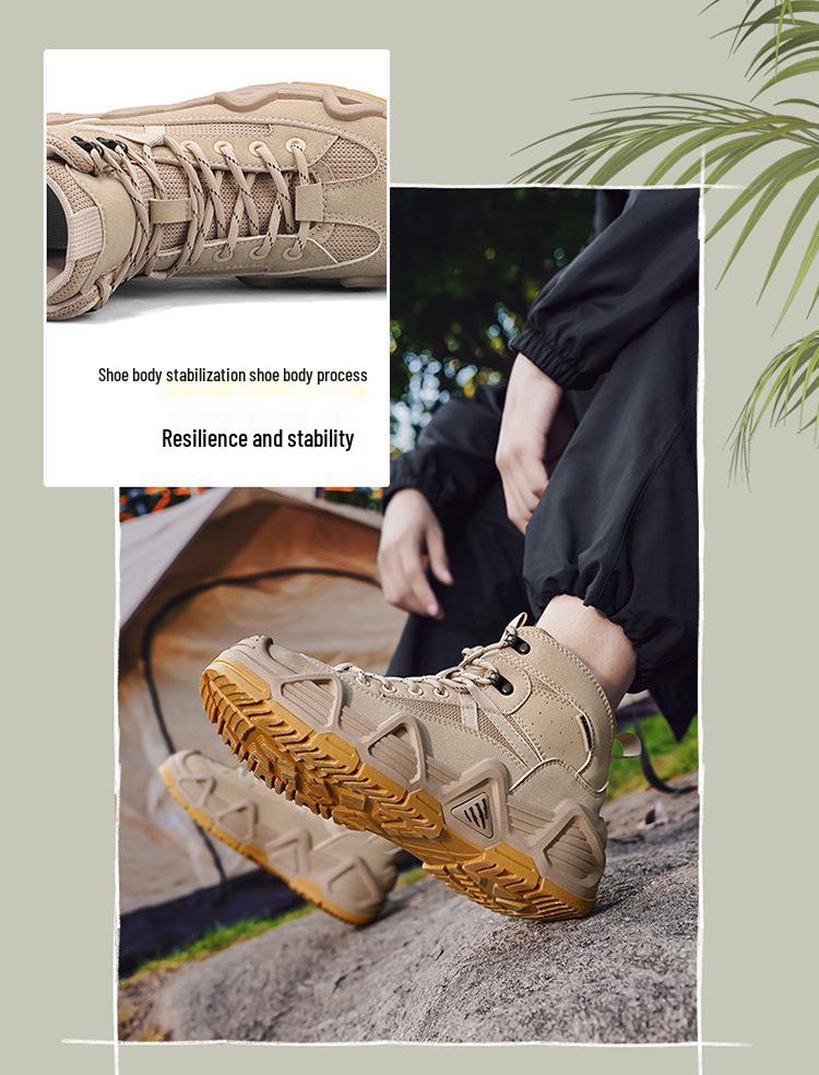 Męskie Pustynne Wysokie Outdoorowe Buty Turystyczne Odporne na Przebicie - Antypoślizgowe, Odporne na Ścieranie Taktyczne Sneakersy