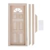 Rural Farmhouse Styles Unpainted Wood Door with Semicircular Sun Window for 1/12 Scale Doll House Scene Arrangement