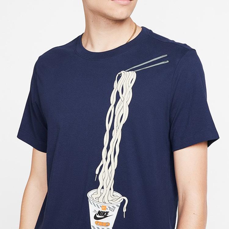 Nike Sportswear Ramen Print Short Sleeve Crew Neck Knit T-Shirt Men Tops Blue CI6302-410