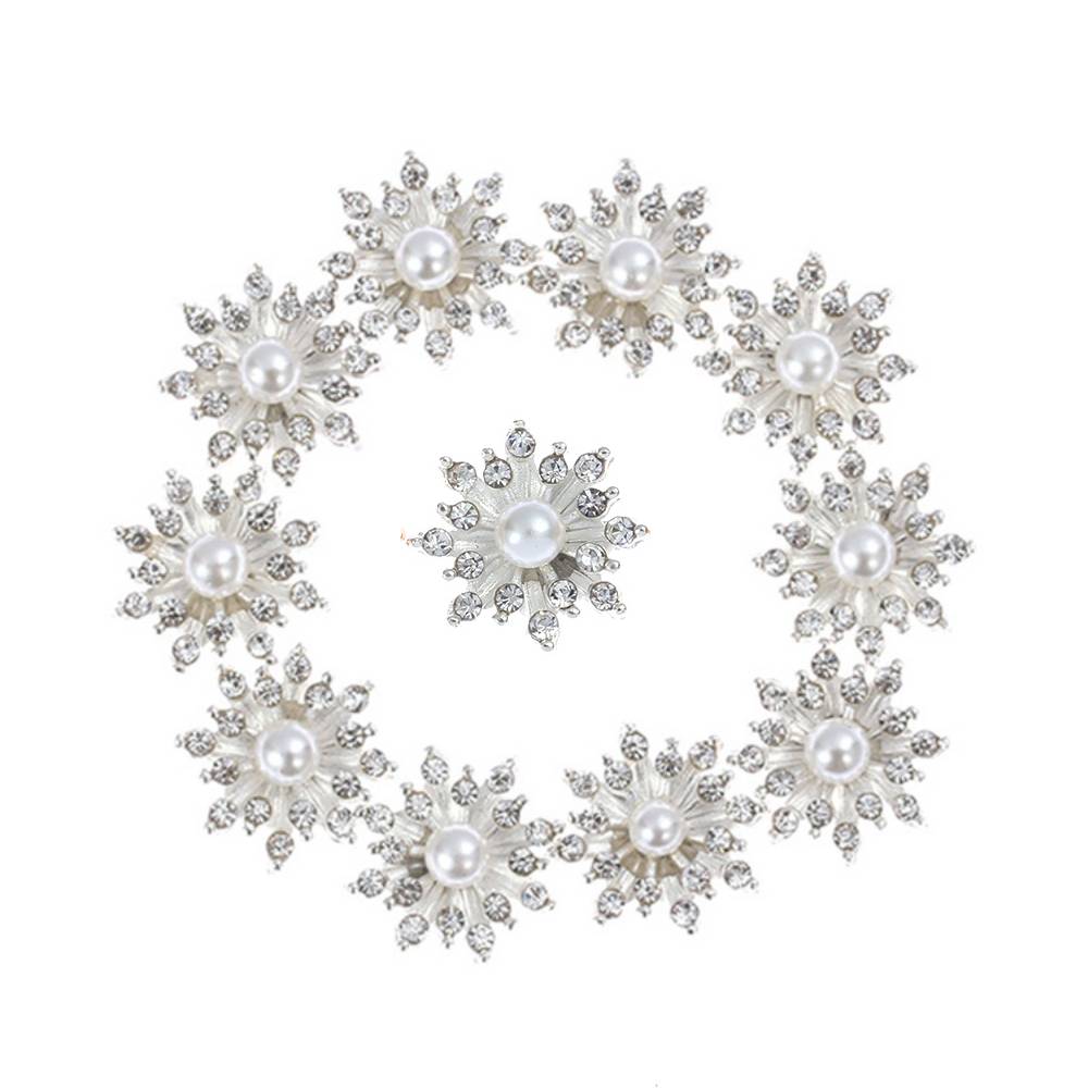 10PCS Sparkling Rhinestone Buttons Vintage Buttons For Apparel Sewing Pearl Hairpin Decoration DIY Jewelry Crafts Flower Buttons