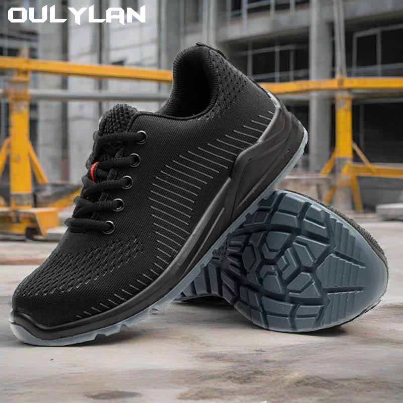 Oulylan Breathable Steel Toe Safety Boots For Men Women Male Work Sneakers Security Work Shoes Lightweight Safety Work Shoes