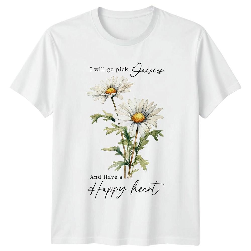 Daisies And Happy Heart Nature Flower TShirt For Unisexs Unisexs S