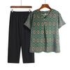 Summer Print Two-Piece Set for Middle-Aged and Elderly Women: Short-Sleeved Top and Grandma Style Outfit