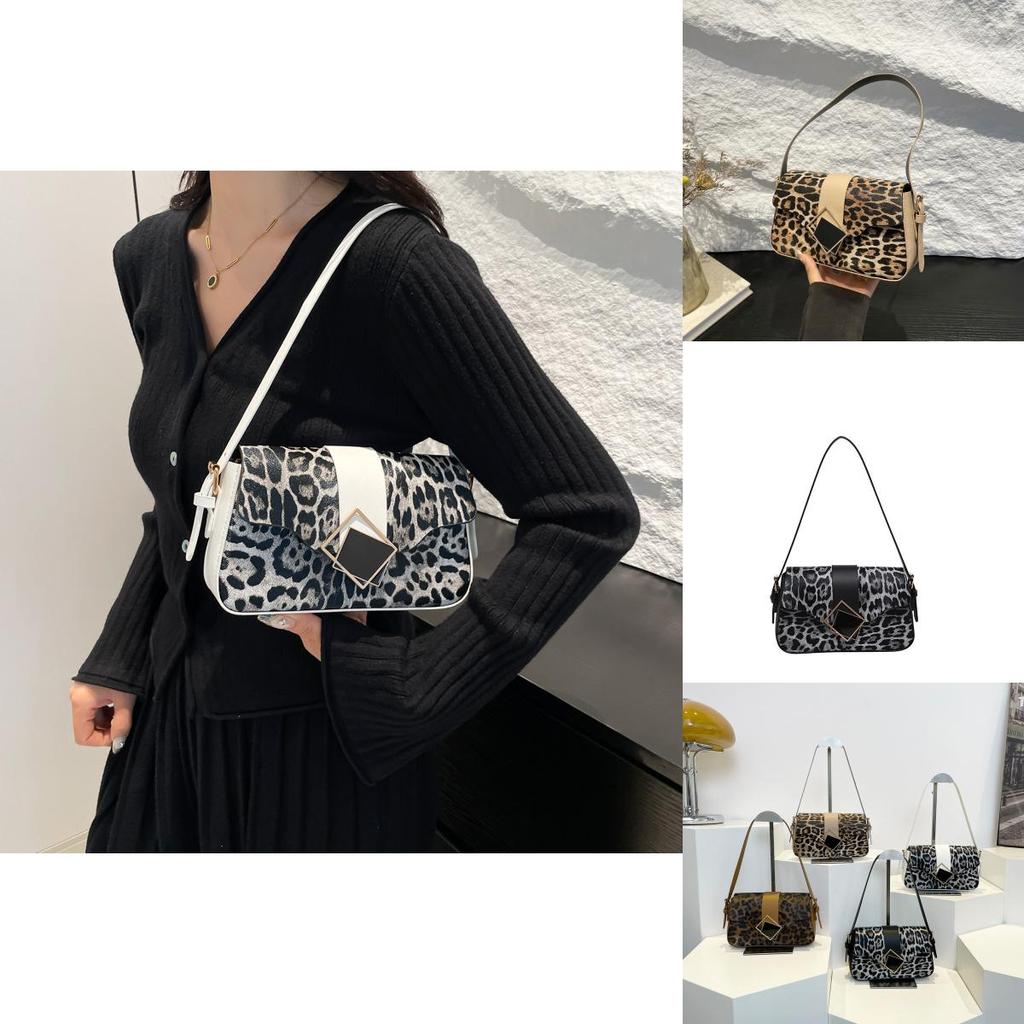 Fashionable Pu Leopard Print Handbag For Women In Elegant Black White Khaki Brown Shades