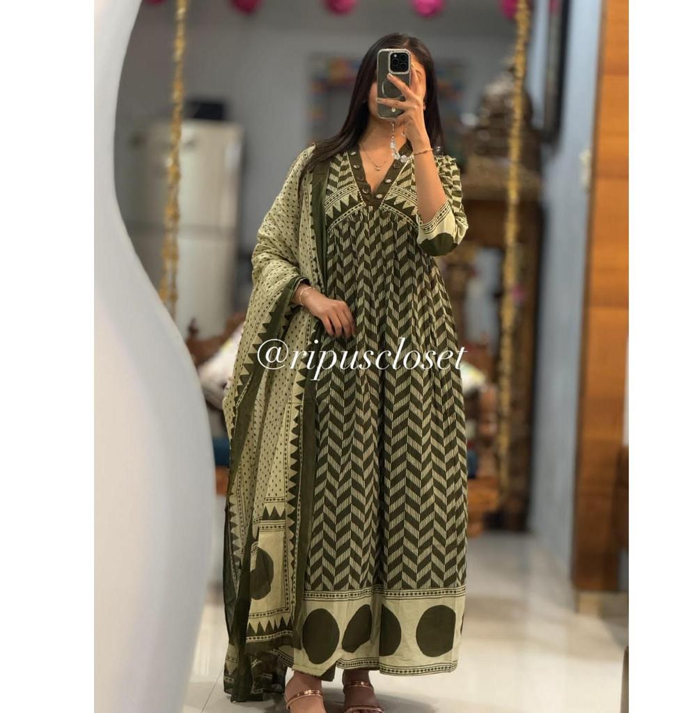 Indian Women Designer Cotton Kurta Pant Dupatta Set Party Wear Bollywood Top Tunic Salwar Suit