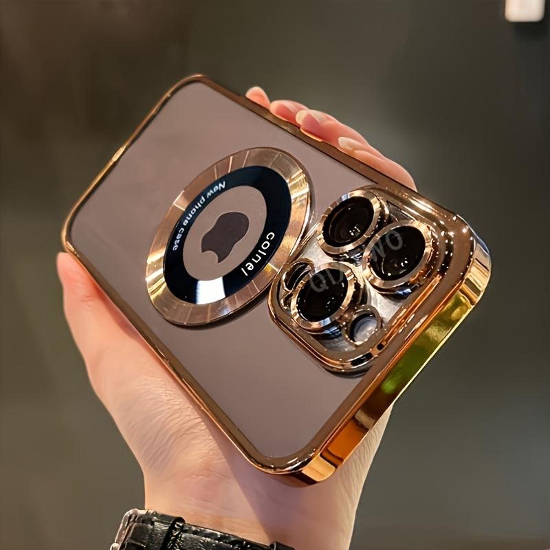 

Роскошный прозрачный ТПУ чехол для iPhone с защитой объектива и противоударной прозрачной магнитной крышкой IPhone 16 Pro Max фиолетовый