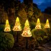 Outdoor Solar Christmas Decorations Garden Light, Santa Tree Resin Yard Stake Decor with Auto Sensor LED Landscape Warm Glow, Waterproof Lawn Lamp for