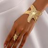 Exaggerated Starfish Ring Bracelet Set for Beach Holidays