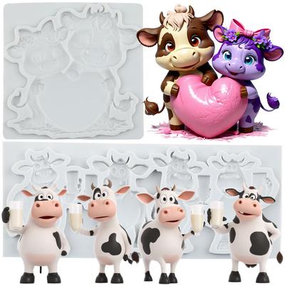 Cow Silicone Mold Cattle Love Heart Fondant Molds Cake Decorating Tools Theme Cake Dessert Decorated Chocolate Candy Mold
