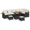 Ensemble de canapé de jardin 9 pièces avec coussins noirs en poly rotin, Ensemble de salle à manger de jardin 3 pièces 3363195