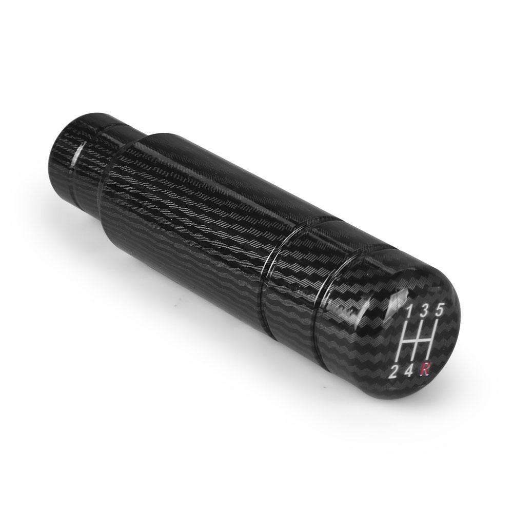 5 Black Speed Universal Carbon 130mm Gear Shift Knob Manual Transmission Aluminum Shifter Lever Knob