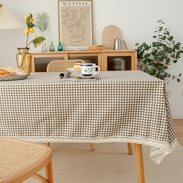 Pastoral Rectangular Linen Cotton Cloth Tablecloth Fabric Daisy Flower Printed Home Kitchen Dining Room Table Cloths Ornament