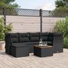 VidaXL Garden Lounge Set 7 Pcs with Cushions Black Wicker 3223745