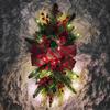 60x30cm Christmas Decor Stair Wreath with Light String Xmas Simulation Garland Gleamy Door Swag Garland for Christmas Party 2026