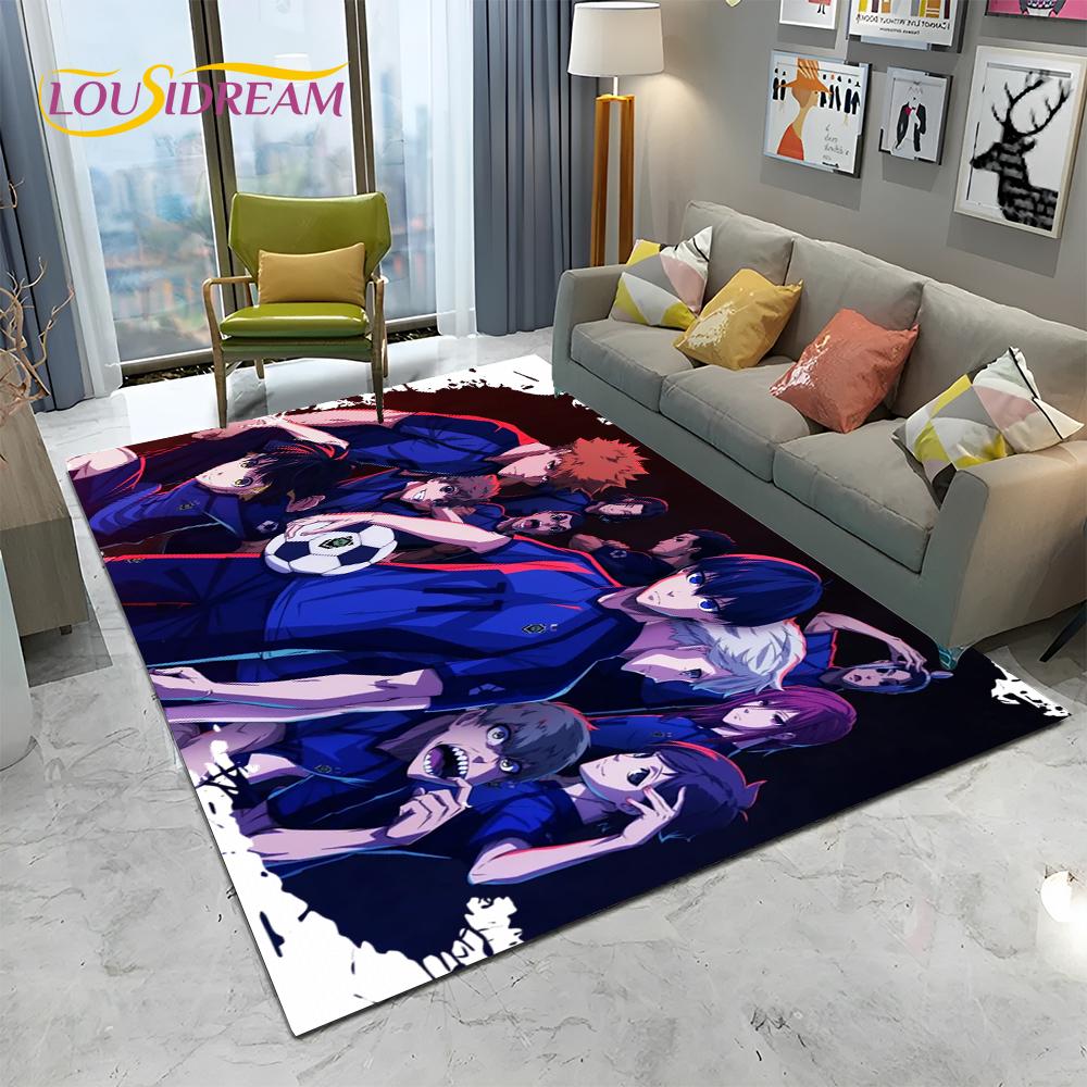 Teppich mit Cartoon-Motiv, blaues Schloss, Fußball, Anime, für Zuhause, Wohnzimmer, Schlafzimmer, Sofa, Fußmatte, Dekoration, Kinderspielbereich, rutschfeste Bodenmatte