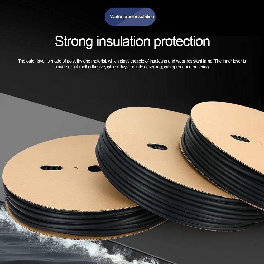 3:1 10Meter Black Polyolefin Shrinking Heat Shrink Tube Wire Cable Insulated Sleeving Tubing ID 12.7mm Wire Connector Protector