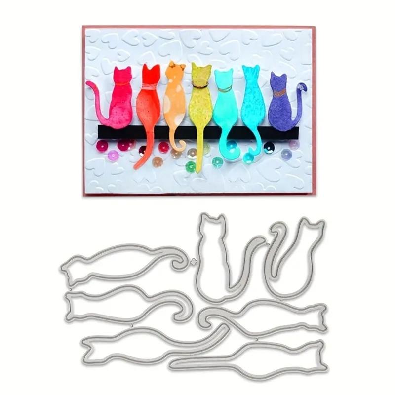 Cats Kitten Cutting Dies Metal Embossing Stencils Carbon Steel Die Cut Templates for Card Making Photo Album Decoration