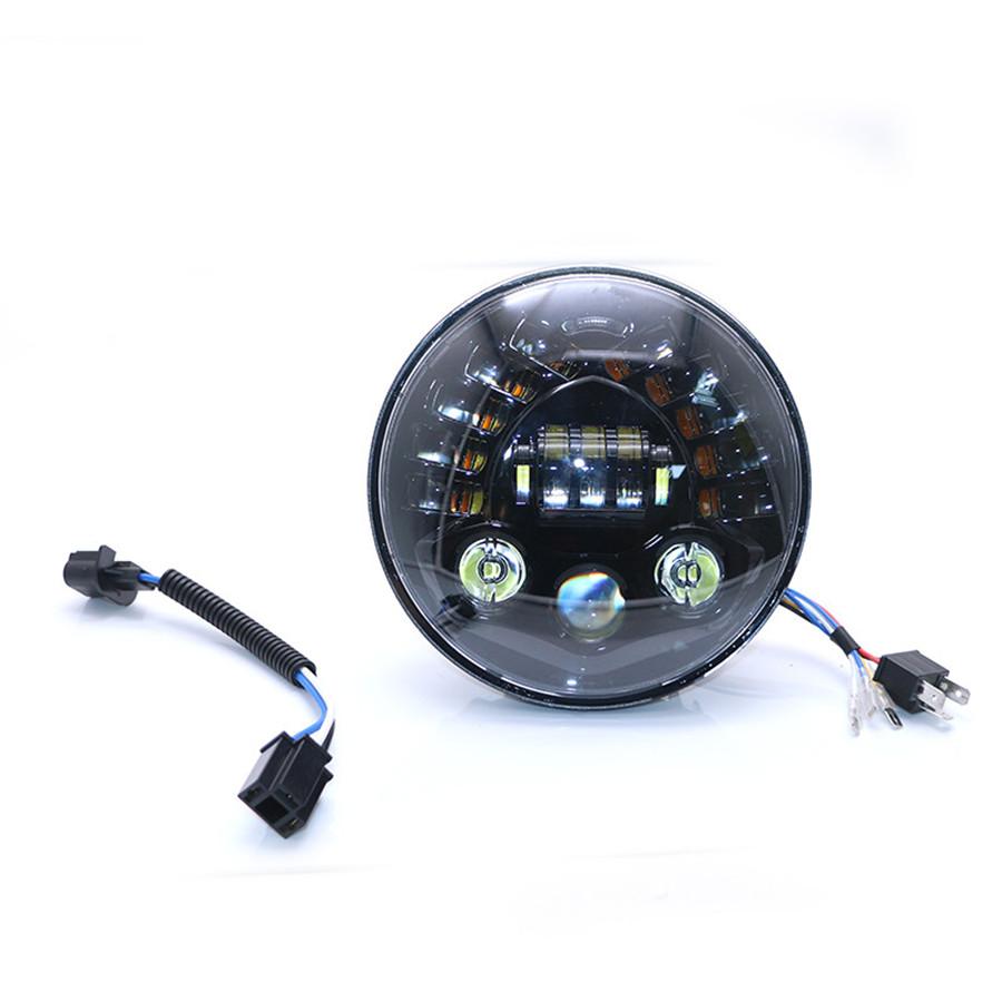 7 Inch LED Black Round Motorcycle Headlight with Hi/Lo Beam Projector Motor 7" Round Headlamp
