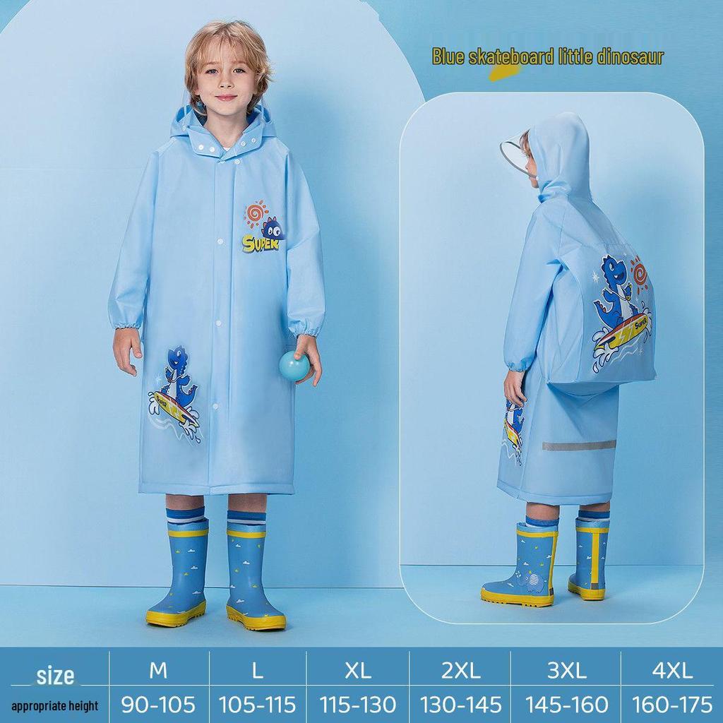 Children's Cartoon Rain Poncho with Backpack Slot for Kids
