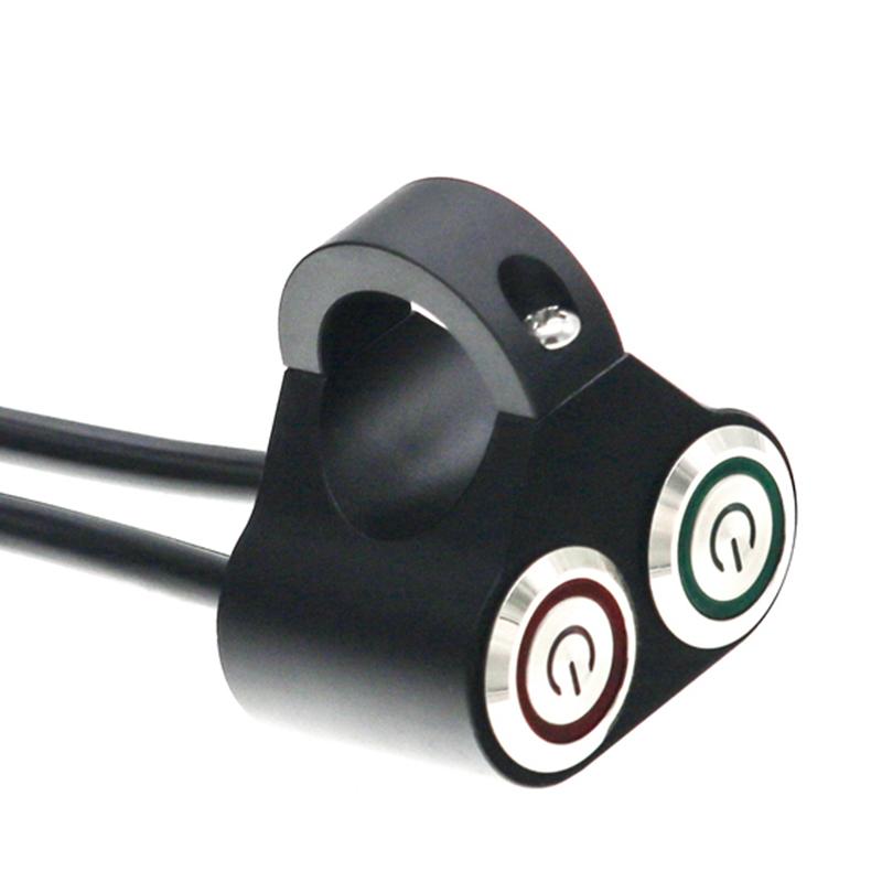 LMoDri Aluminum alloy Motorcycle Switch Button Manual-return Self-return Button LED Light Lamp Control CNC
