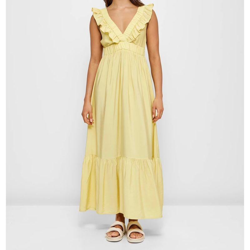 Export Single Street Cool Ruffles Special-Interest Design Hepburn Lazy Dress Elastic Waist Expansion Skirt for Vacation Dress