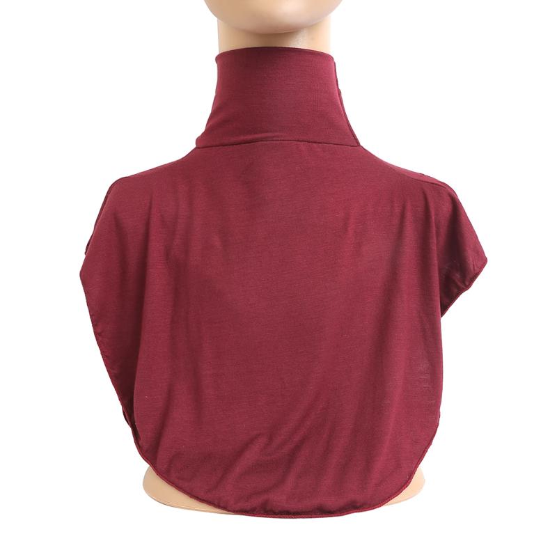 Womens Muslim Modal Fake False Collar Islamic Hijab Extensions Turtleneck High Neck Cover Warmer Bright Solid Color Half Top