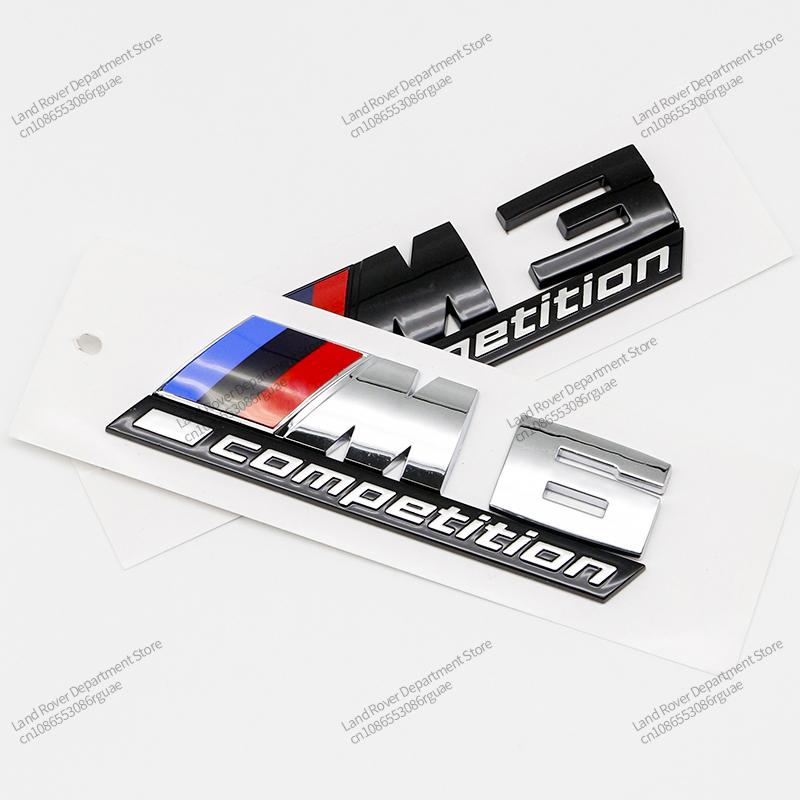 Emblema Premium BMW M Power para Porta-Malas Adesivo Logo Preto Brilhante Prata para M2 M3 M4 M5 M6 M8 Competition 13cm 10.5cm Decoração de Carro
