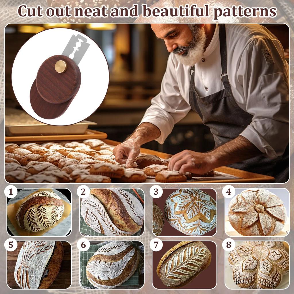 Bread Lame Dough Scoring Tool Foldable Sourdough Scoring Tool Wood Sourdough Lame Cutter for Baking Includes 10Replaceable blade