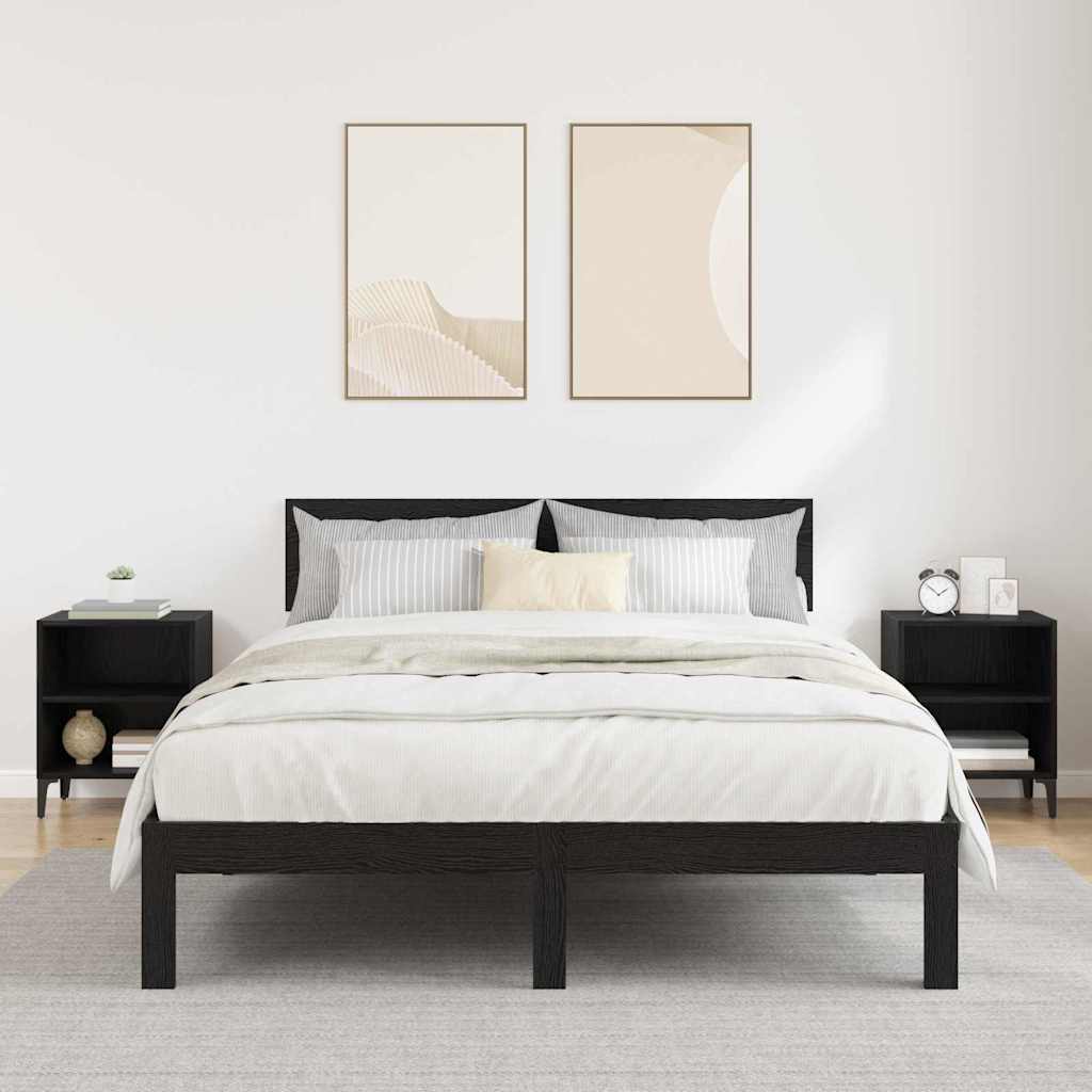Nightstand Set of 2 Black Oak Effect 40 X 30 X 50 Cm